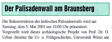 Faksimile aus den Stadtnachrichten aus dem Jahr 2001