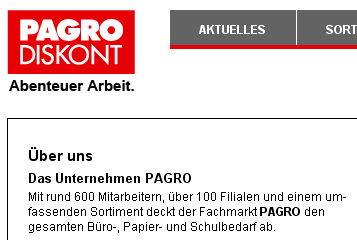 Faksimile aus der Internetpräsenz unter Pagro.at - "Abenteuer Arbeit"