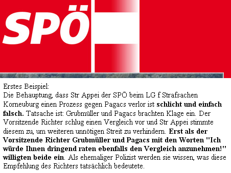 Faksimile aus dem "Offenen Brief" des SPÖ-Stadtparteiobmannes Alfred APPEI